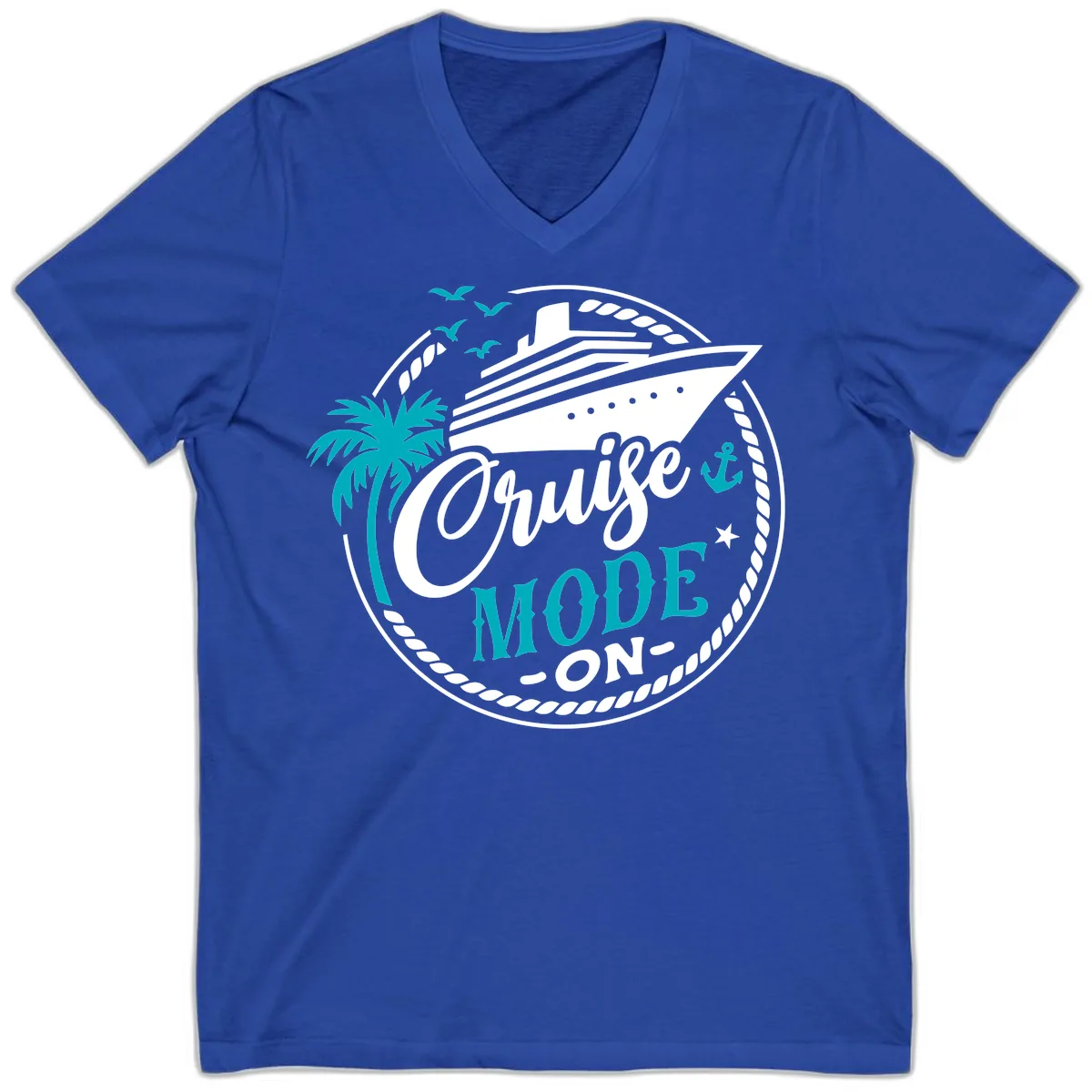 Cruise Mode On Graphic Design V-Neck in True Royal