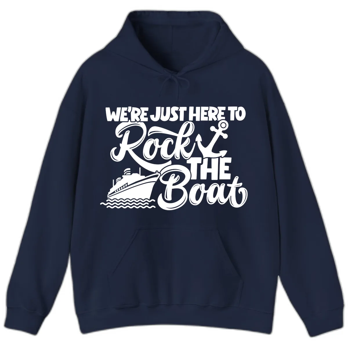 We're Just Here To Rock The Boat Hoodie in Navy