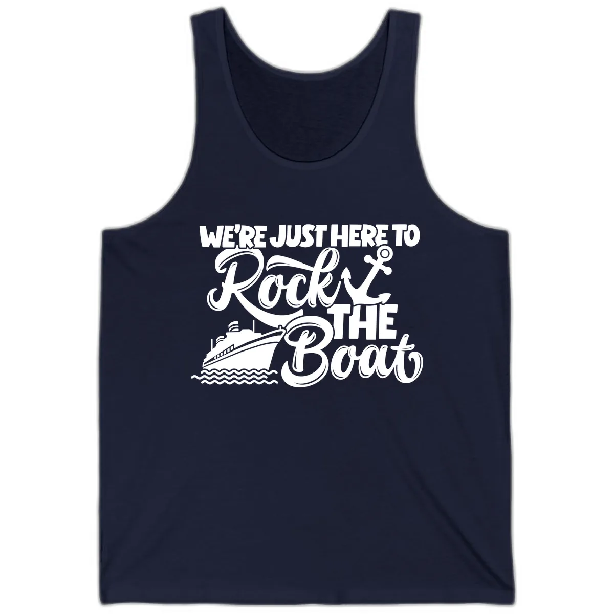 We're Just Here To Rock The Boat Tank in Navy