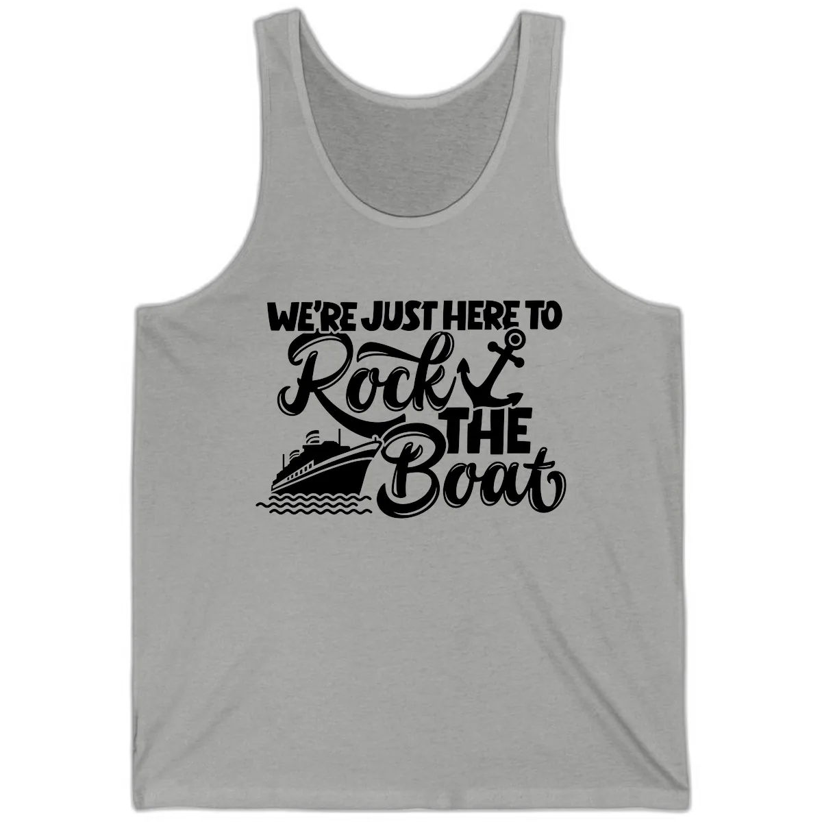 We're Just Here To Rock The Boat Tank in Athletic Heather