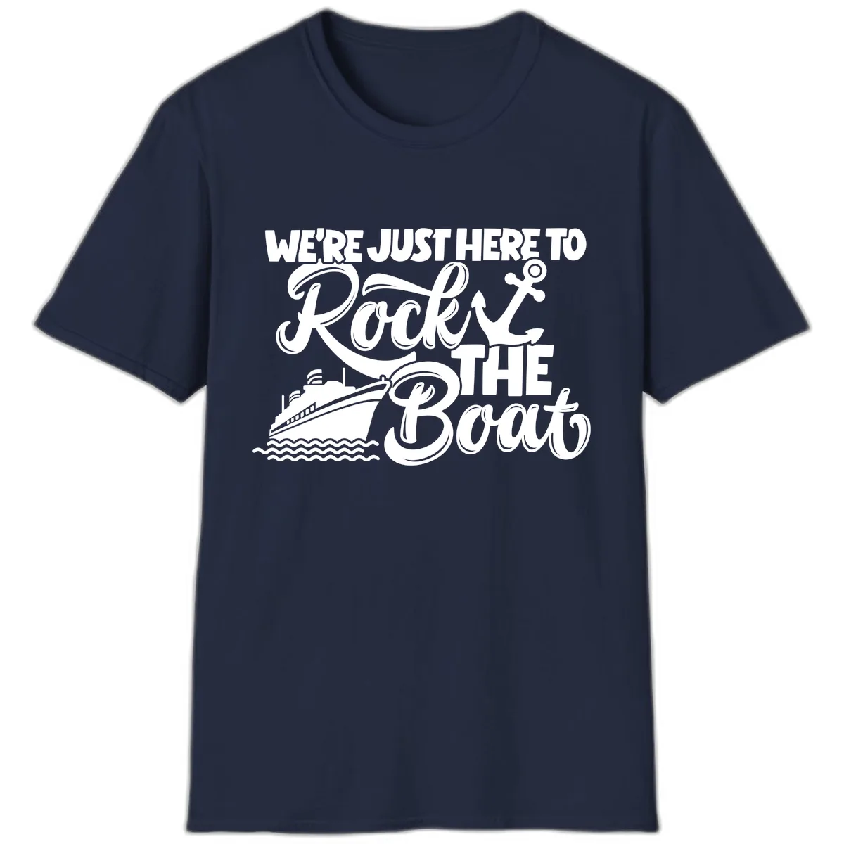 We're Just Here To Rock The Boat T-Shirt in Navy