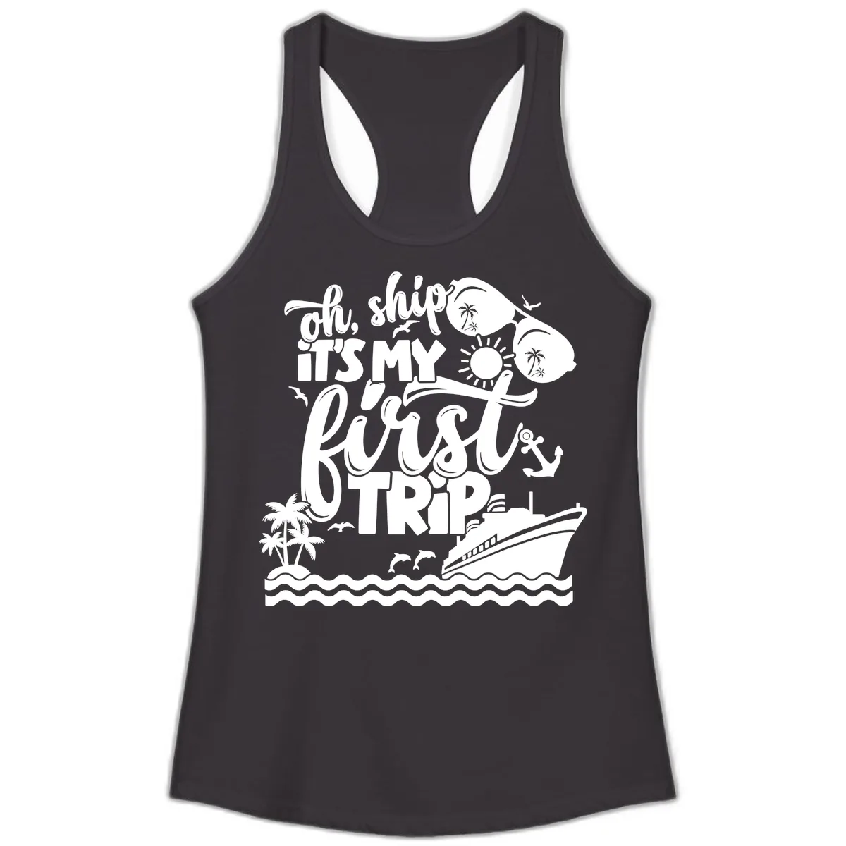 Oh Ship It's My First Trip Ladies Tank in Black