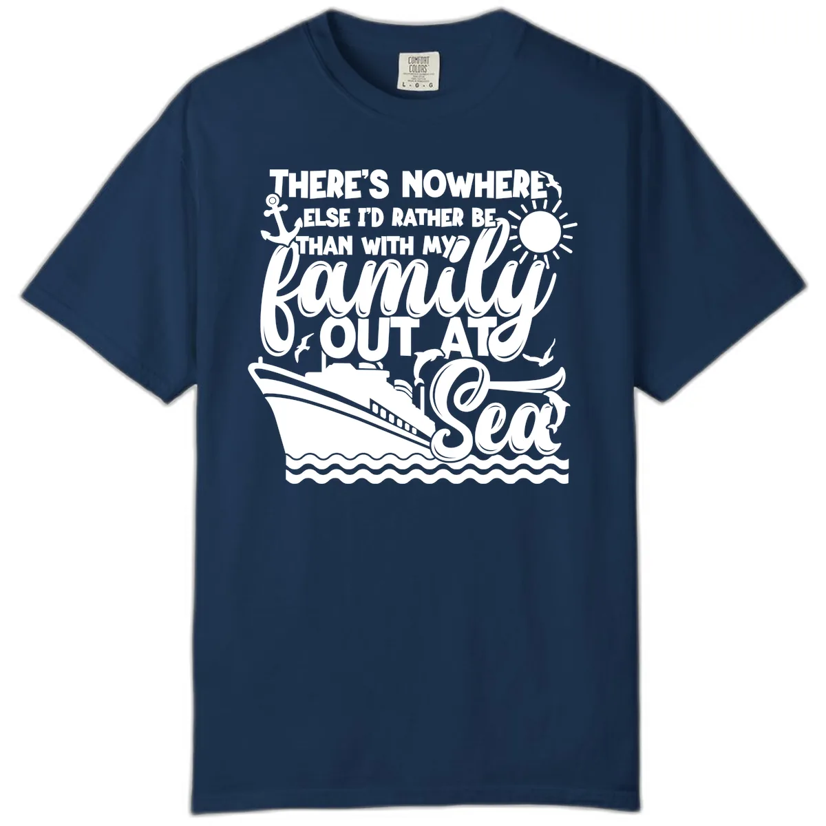 Family Out At Sea Cruise Design Comfort Color in Navy