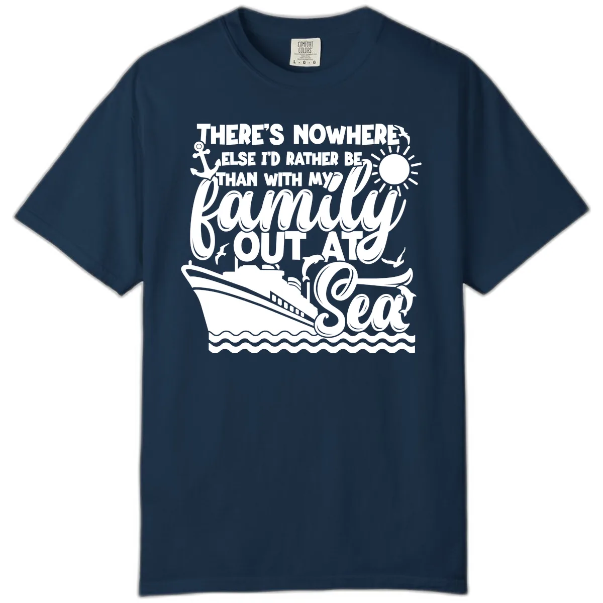 Family Out At Sea Cruise Design Comfort Color in True Navy