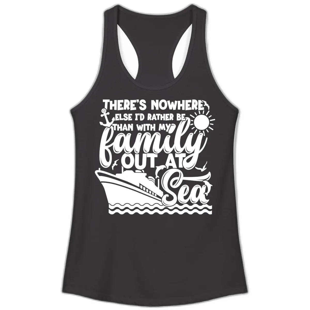 Family Out At Sea Cruise Design Ladies Tank in Black