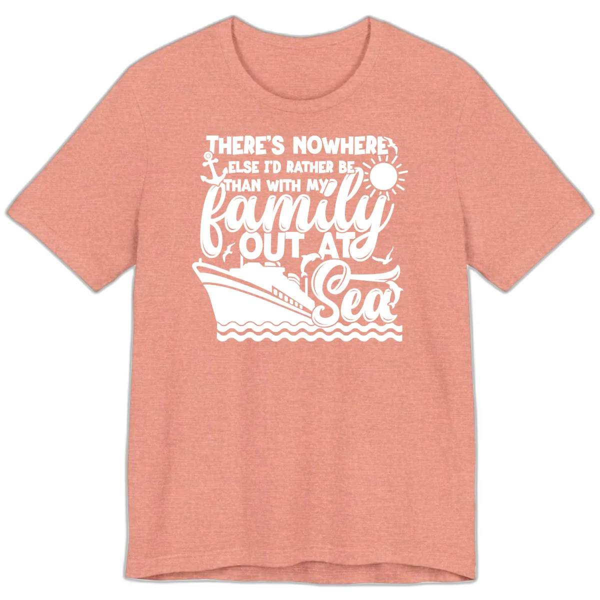 Family Out At Sea Cruise Design Premium T-Shirt in Heather Sunset