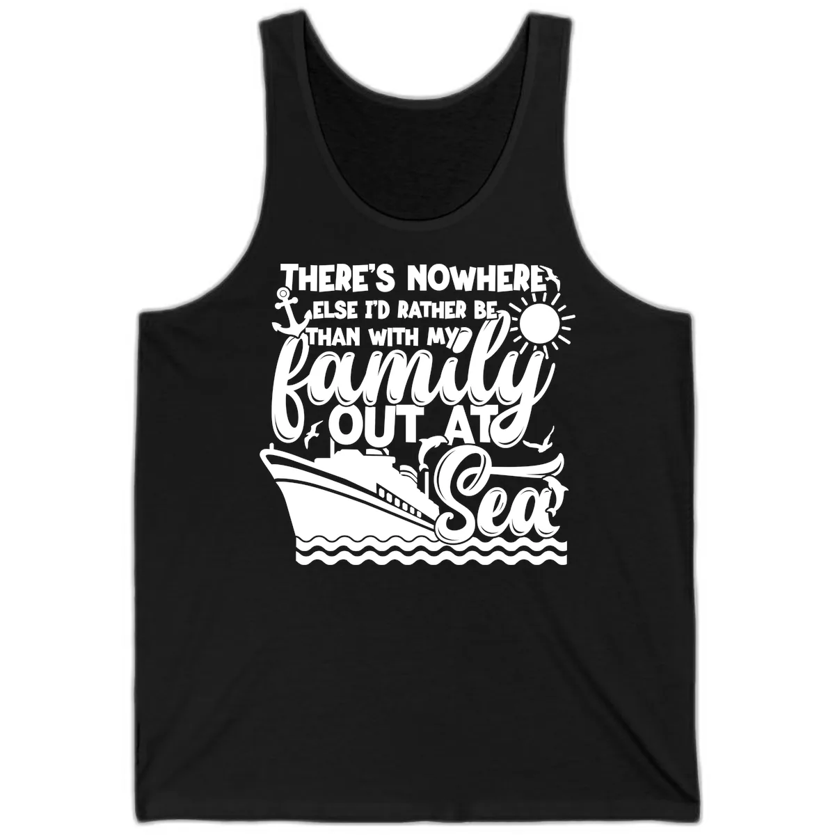 Family Out At Sea Cruise Design Tank in Black