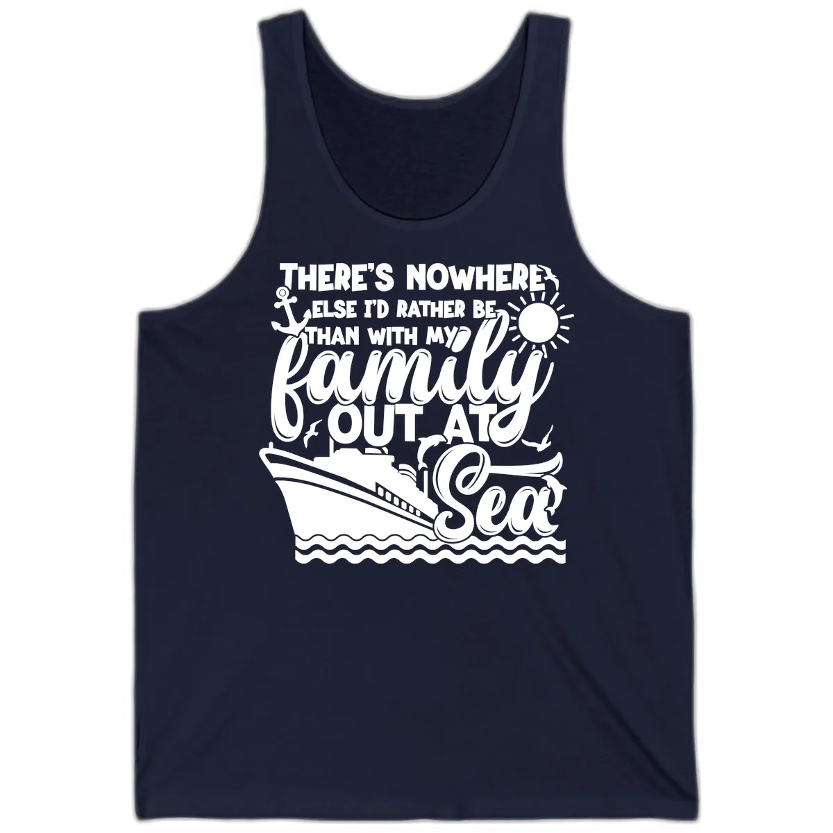 Family Out At Sea Cruise Design Tank in Navy