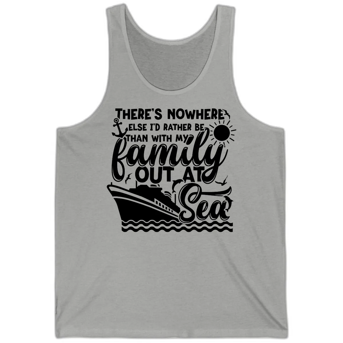 Family Out At Sea Cruise Design Tank in Athletic Heather