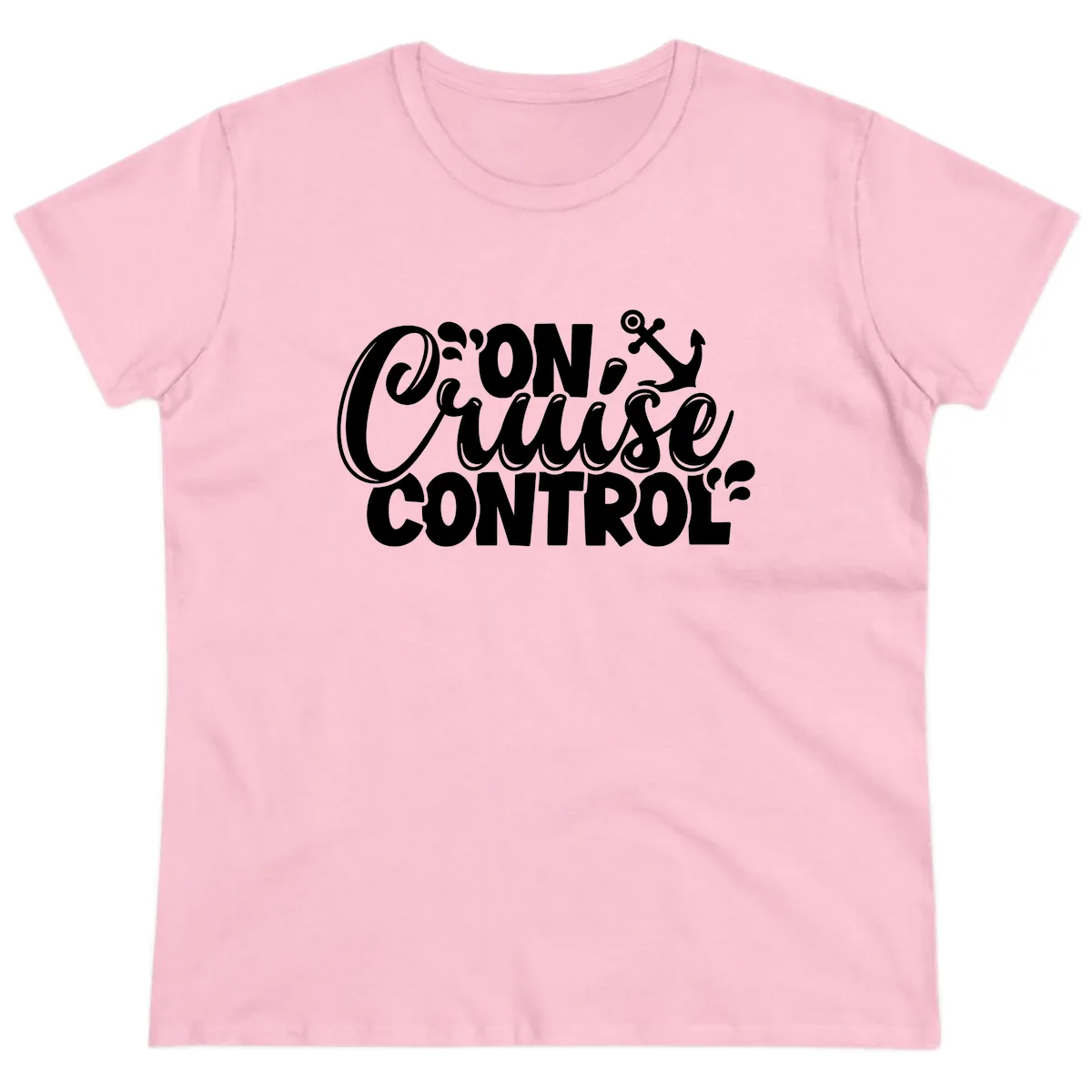 On Cruise Control Funny Cruise Design Ladies Tee in Light Pink