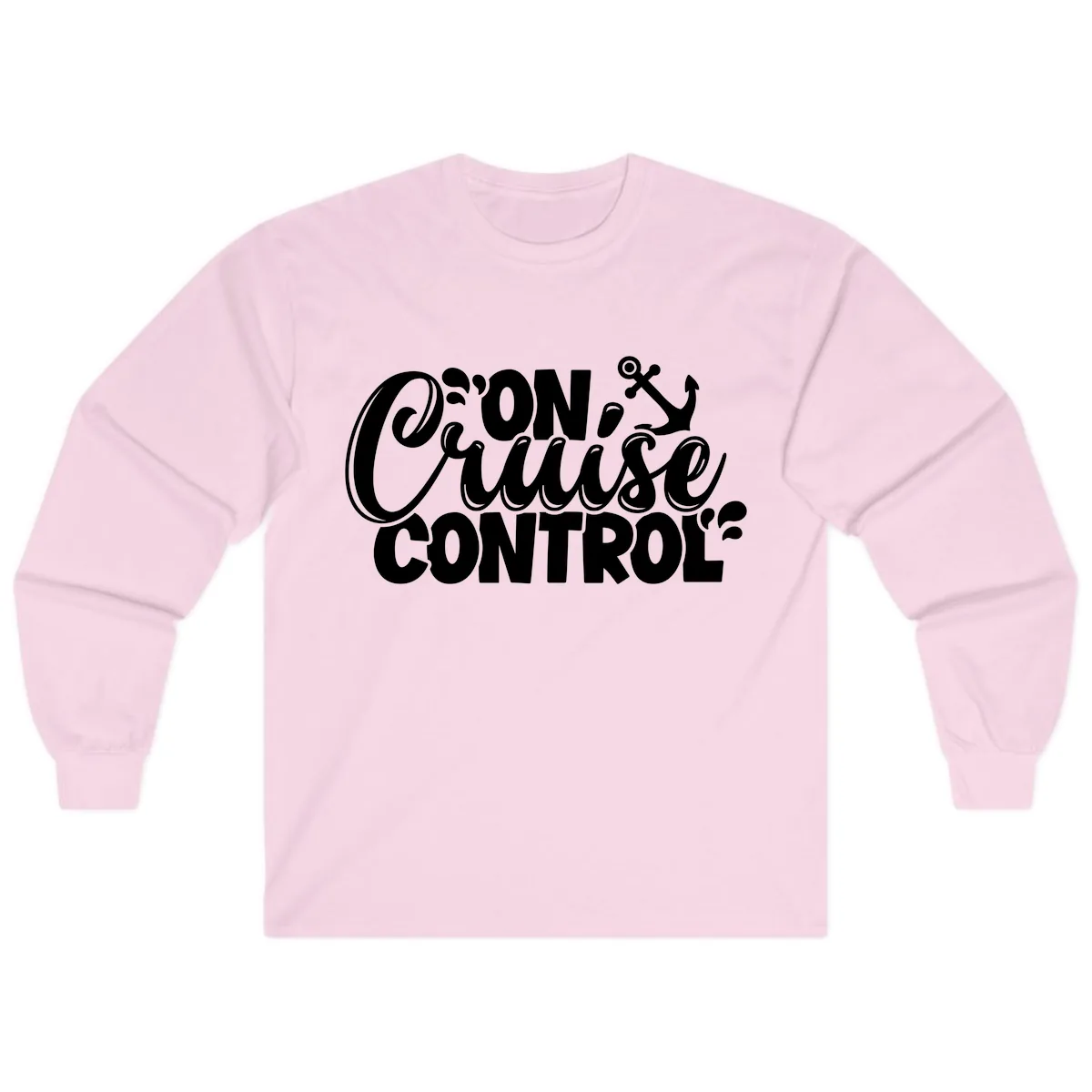 On Cruise Control Funny Cruise Design Long Sleeve in Light Pink