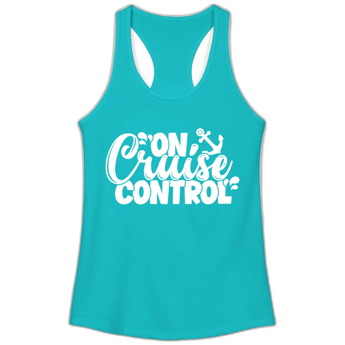 On Cruise Control Funny Cruise Design Ladies Tank in Tahiti Blue