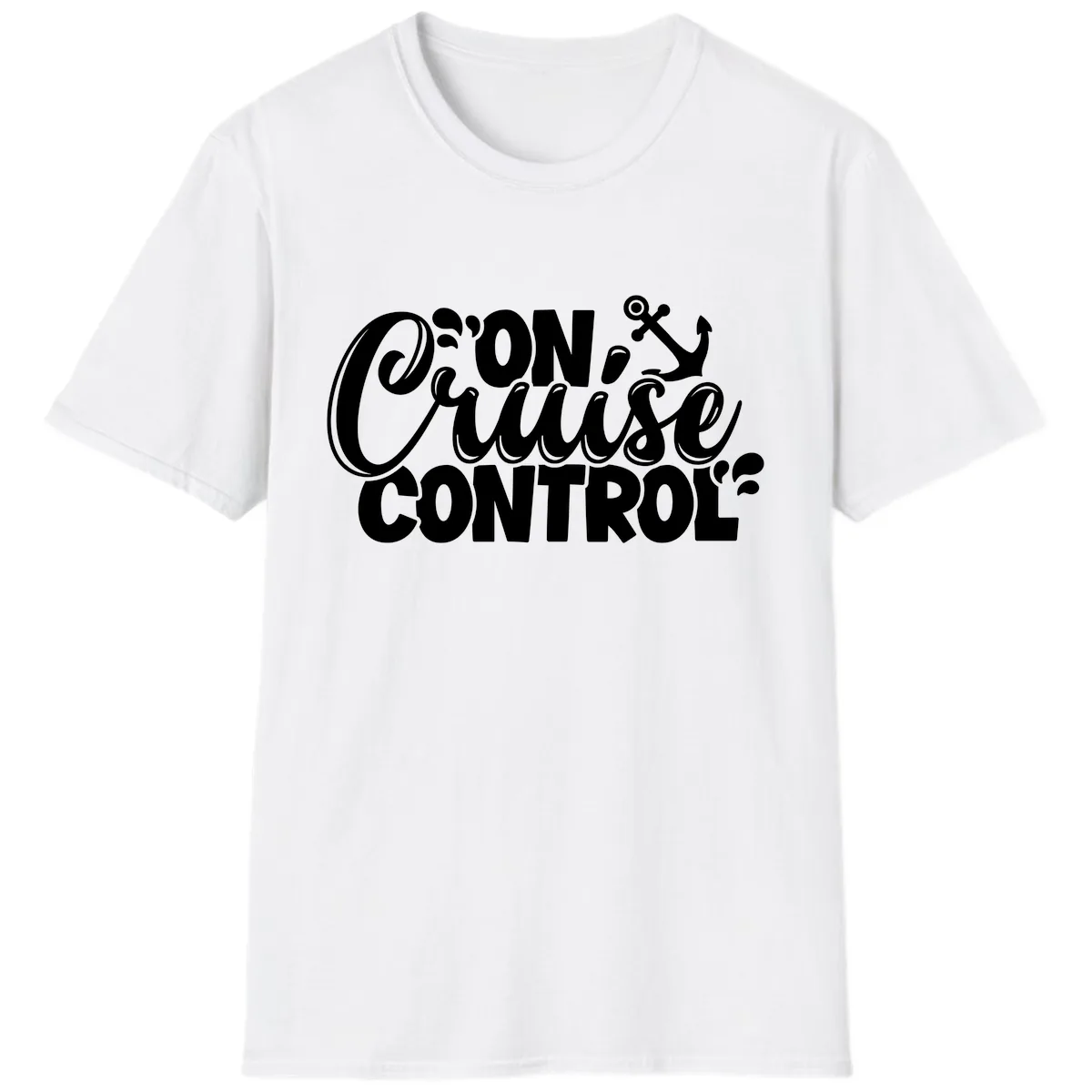 On Cruise Control Funny Cruise Design T-Shirt in White