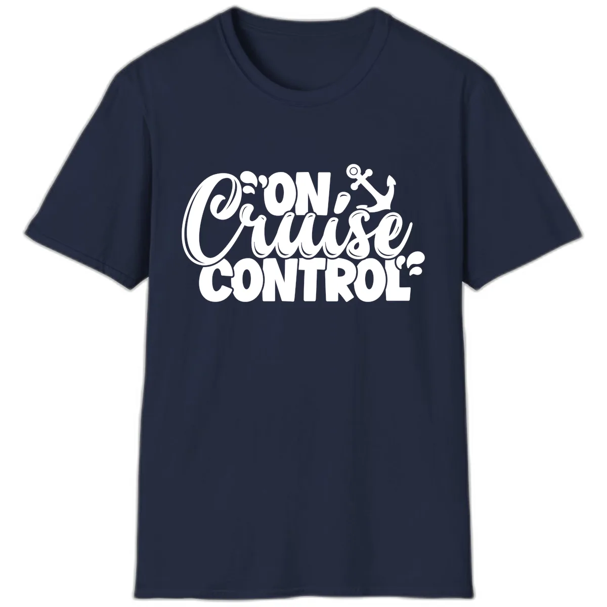 On Cruise Control Funny Cruise Design T-Shirt in Navy