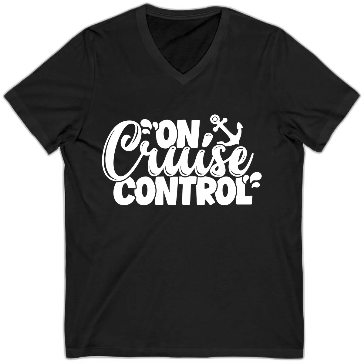 On Cruise Control Funny Cruise Design V-Neck in Black