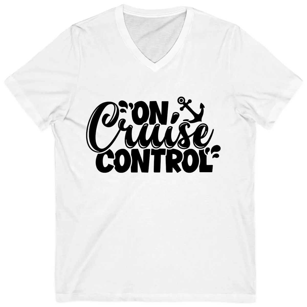 On Cruise Control Funny Cruise Design V-Neck in White