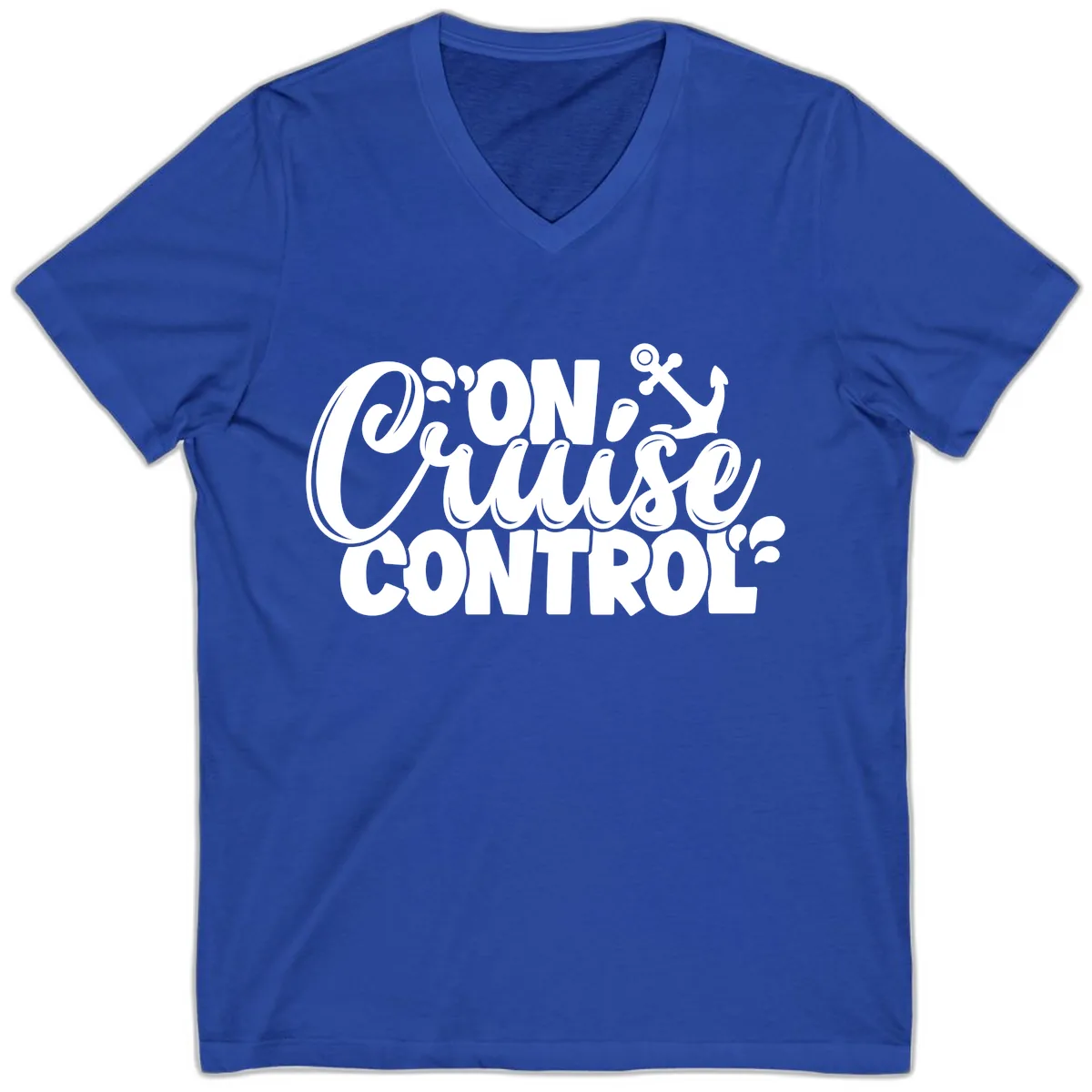 On Cruise Control Funny Cruise Design V-Neck in True Royal