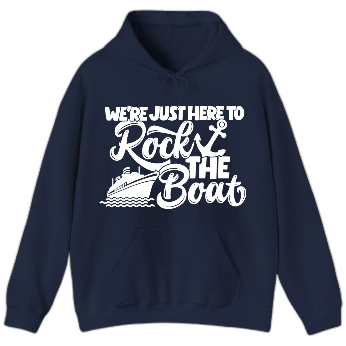 We're Just Here To Rock The Boat Hoodie in Navy