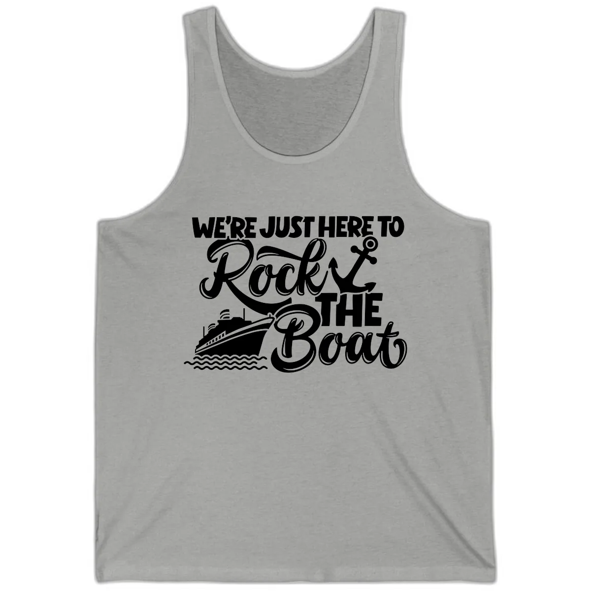 We're Just Here To Rock The Boat Tank in Athletic Heather