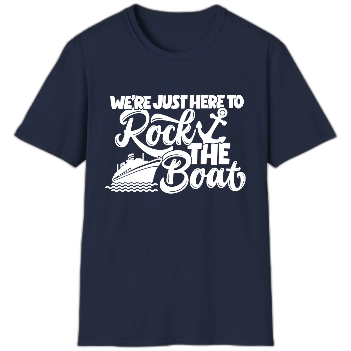 We're Just Here To Rock The Boat T-Shirt in Navy