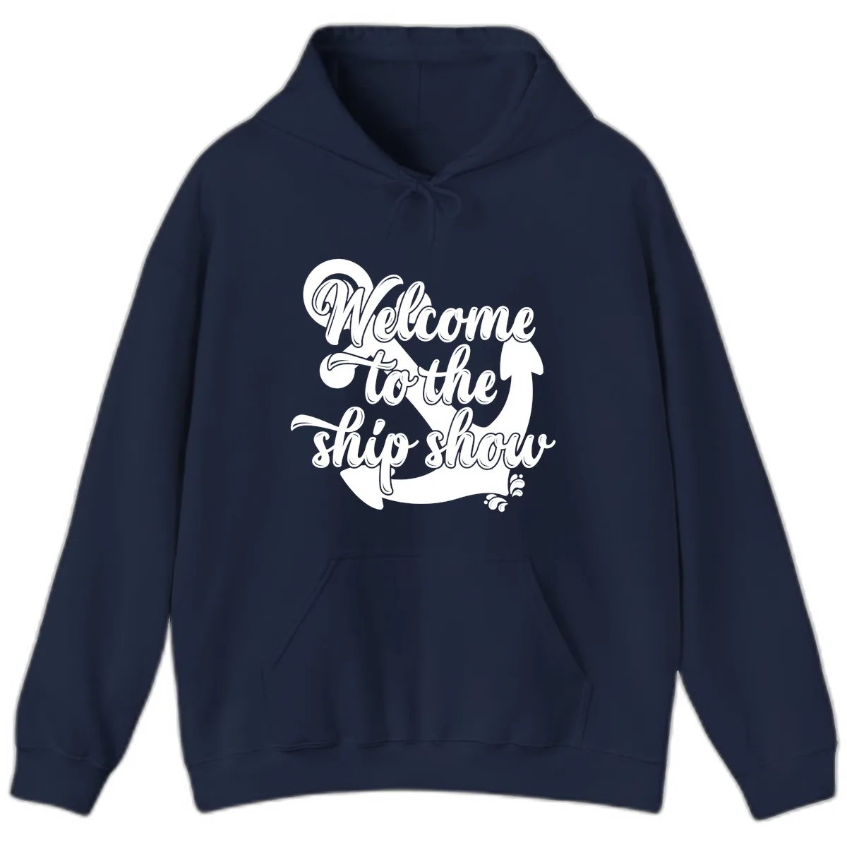 Welcome To The Ship Show Anchor Hoodie in Navy
