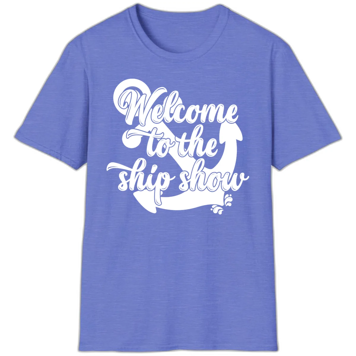 Welcome To The Ship Show Anchor T-Shirt in Heather Royal
