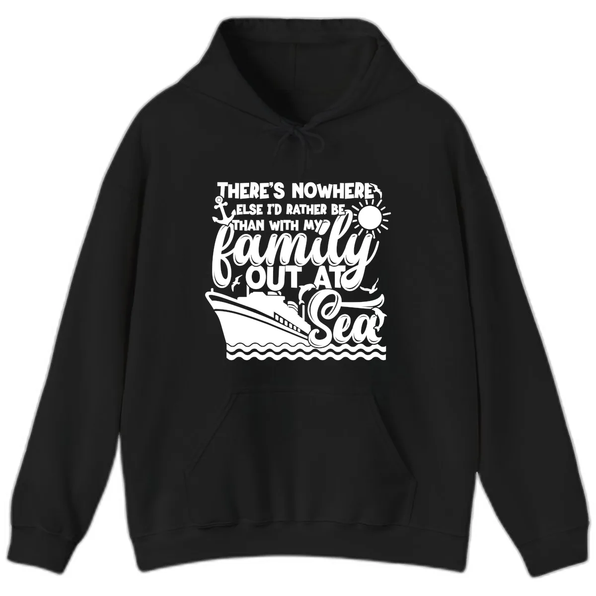 Family Cruise Out At Sea Design Hoodie in Black