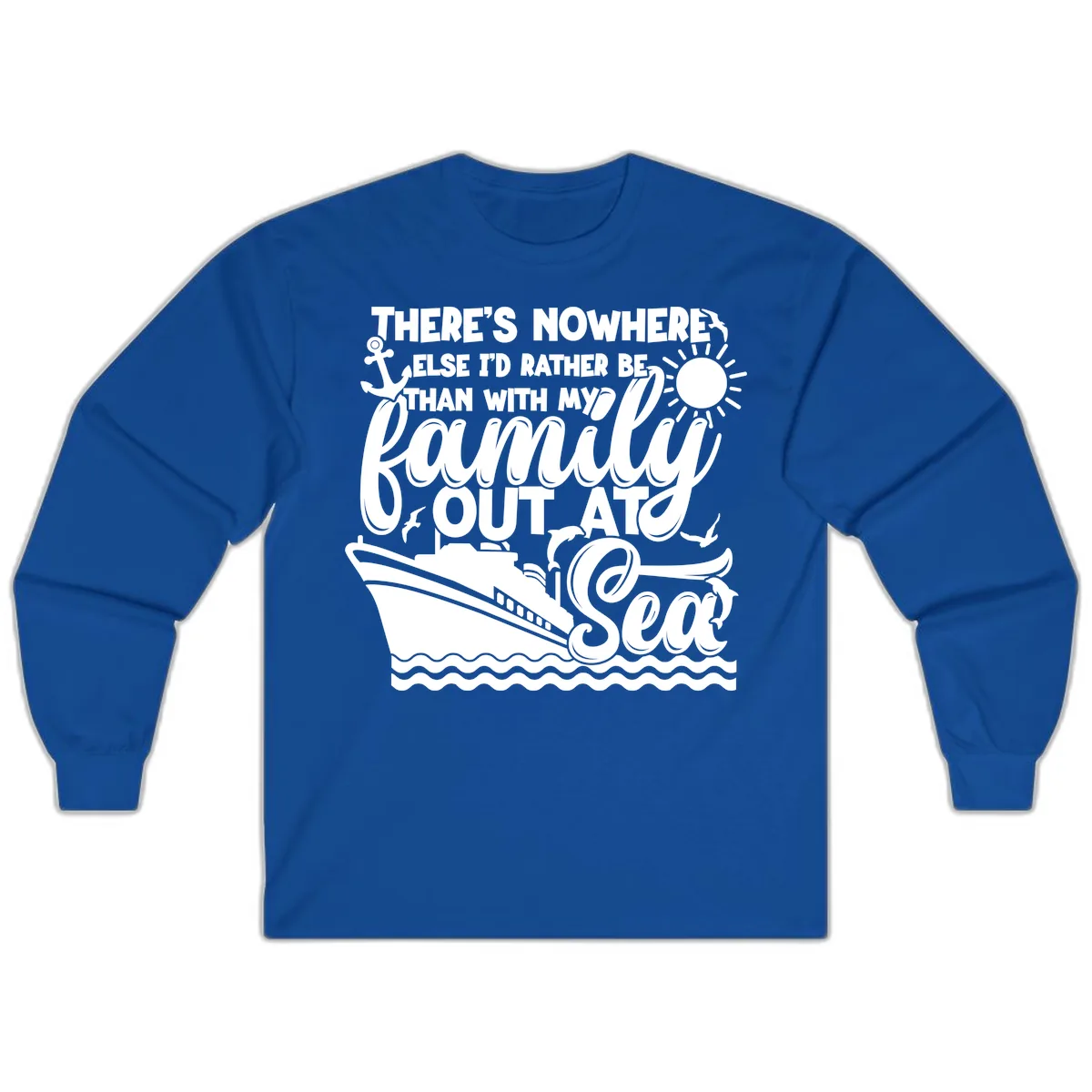 Family Cruise Out At Sea Design Long Sleeve in Royal