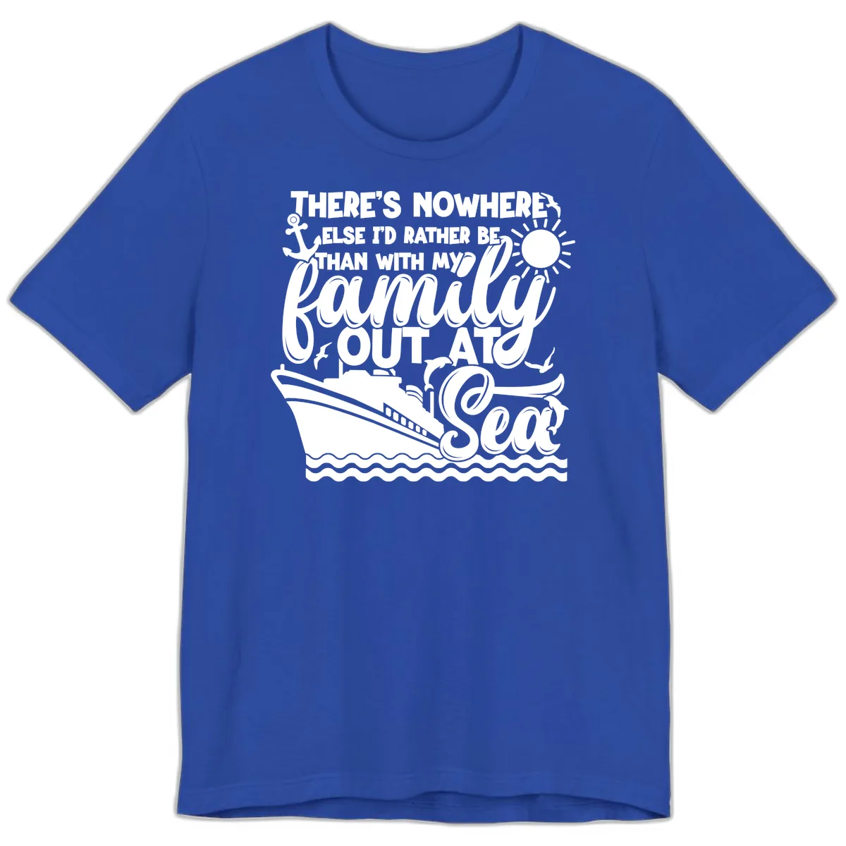 Family Cruise Out At Sea Design Premium T-Shirt in True Royal