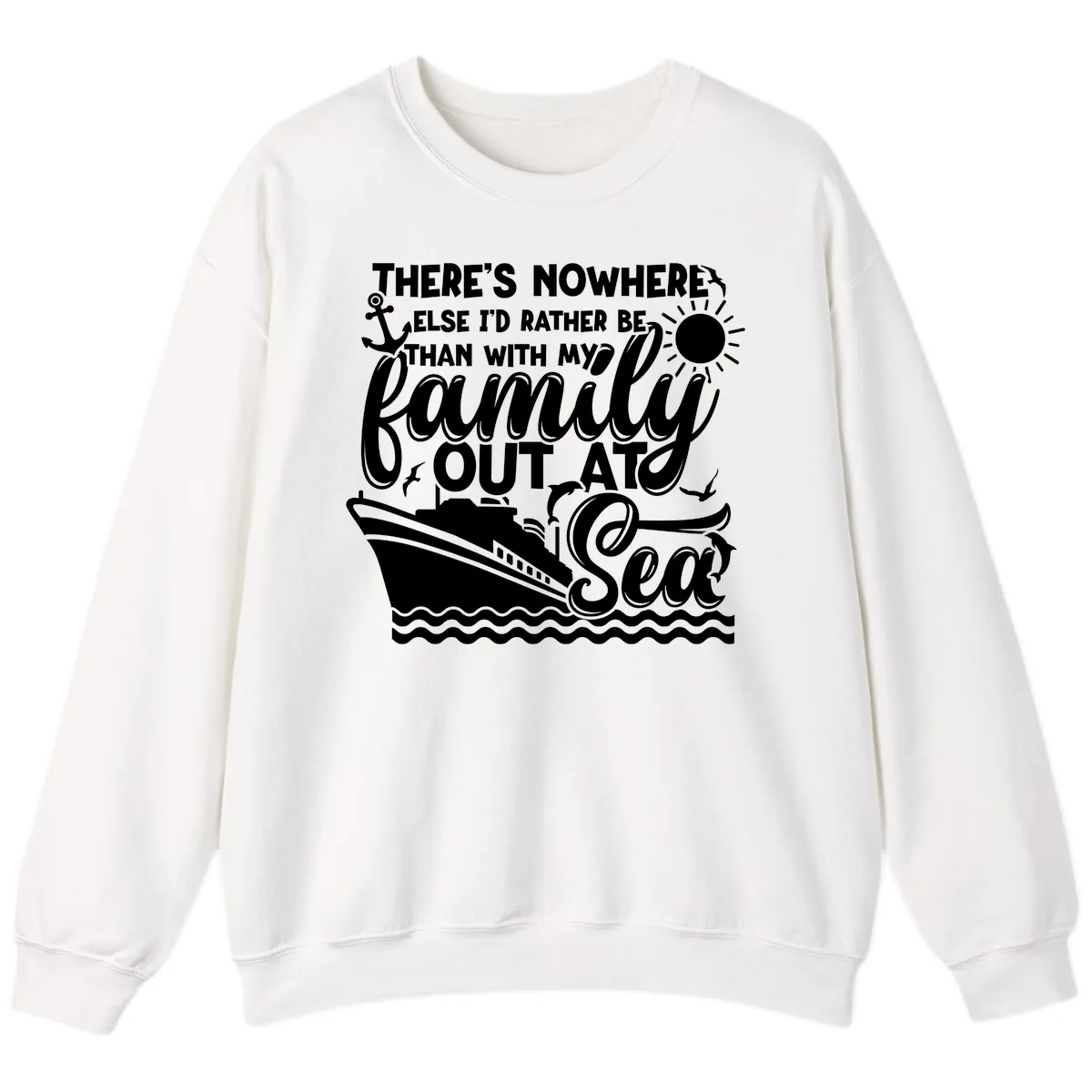 Family Cruise Out At Sea Design Sweatshirt in White