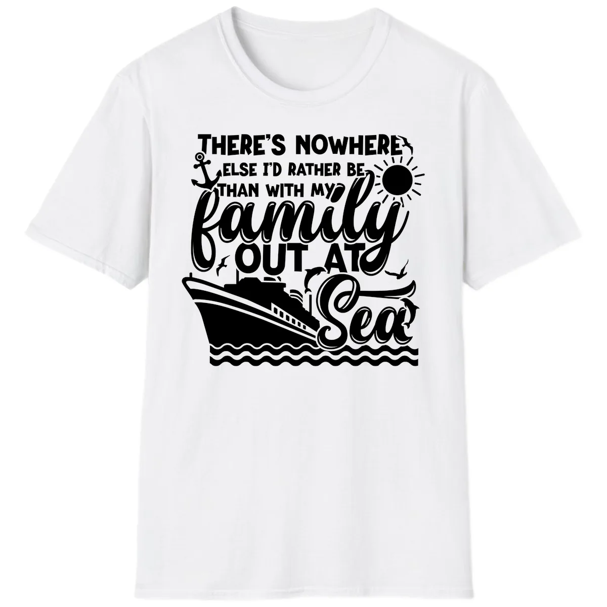 Family Cruise Out At Sea Design T-Shirt in White