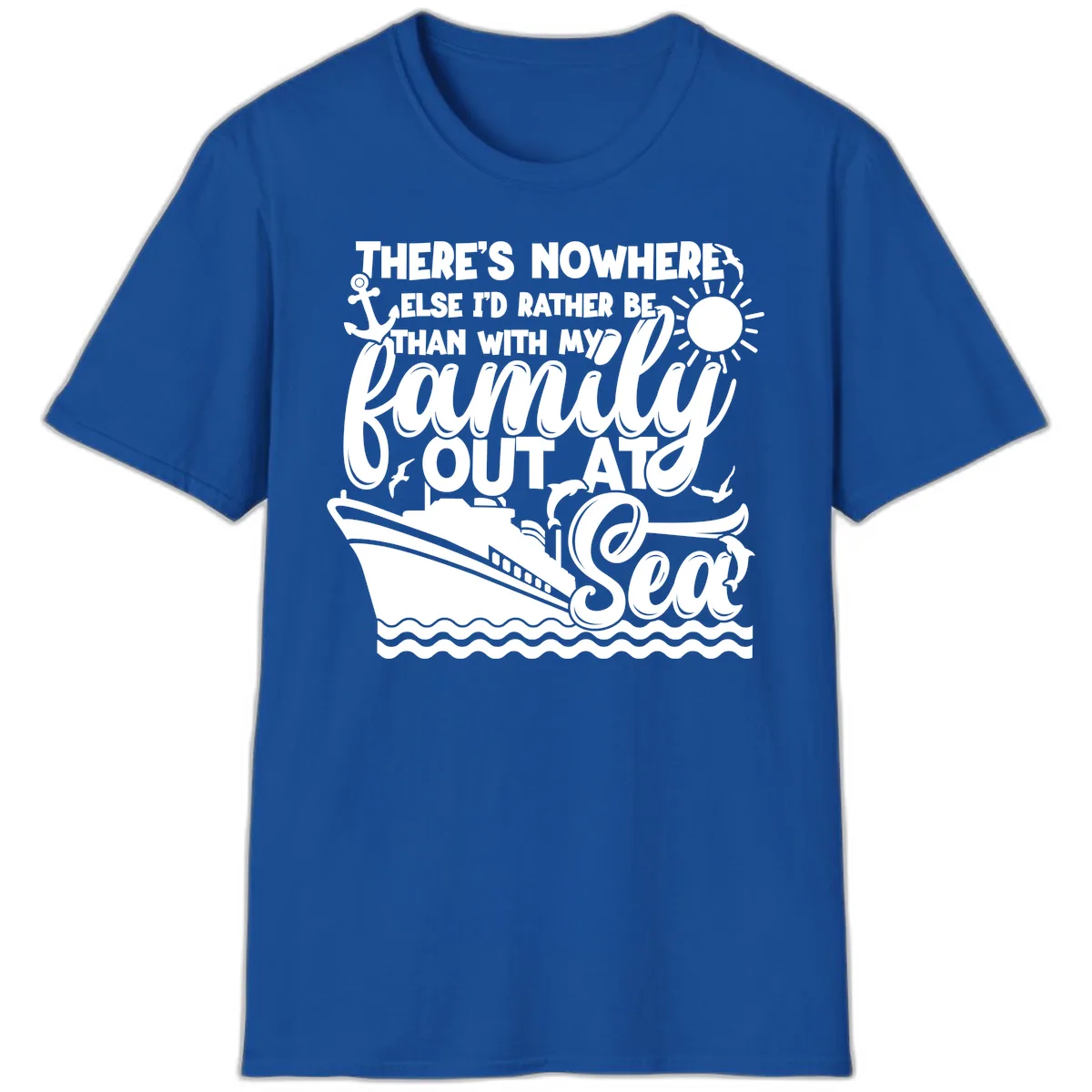 Family Cruise Out At Sea Design T-Shirt in Royal