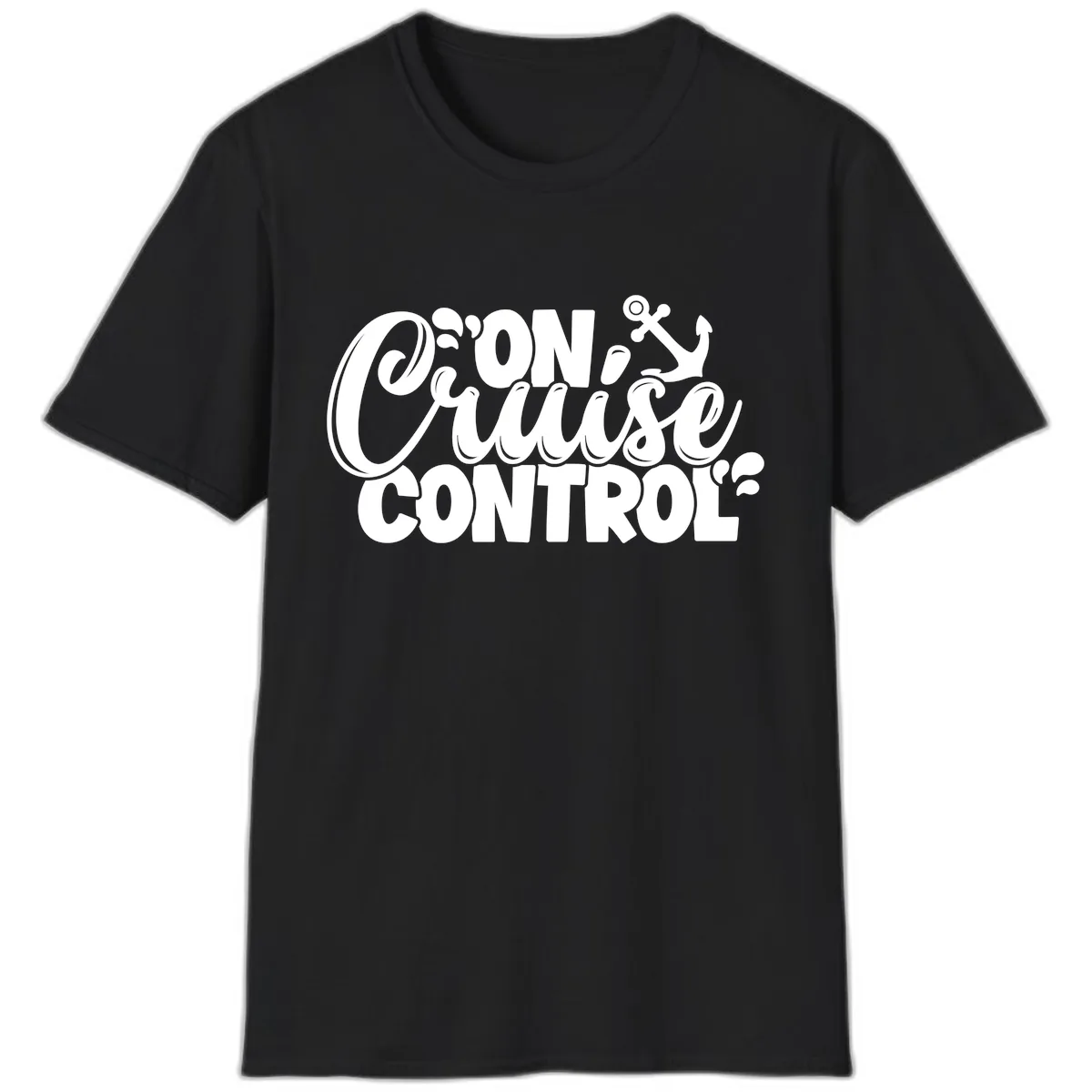 On Cruise Control Typography Design T-Shirt in Black