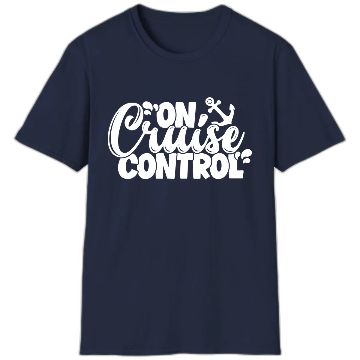 On Cruise Control Typography Design T-Shirt in Navy