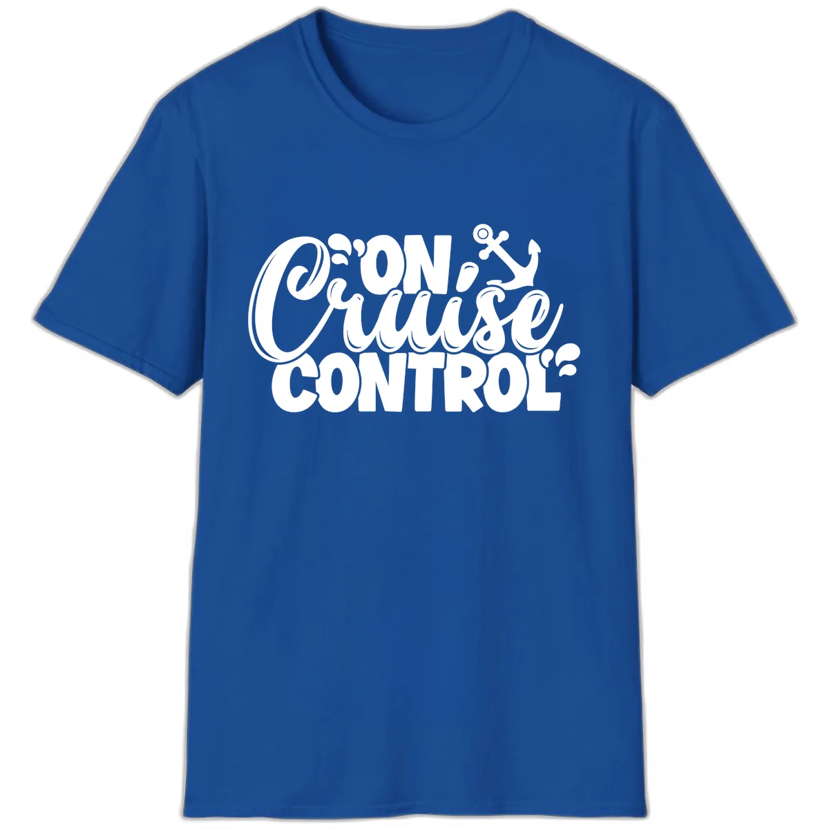 On Cruise Control Typography Design T-Shirt in Royal