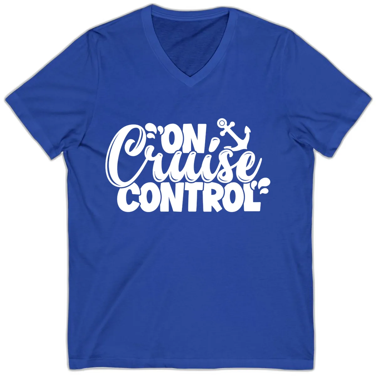 On Cruise Control Typography Design V-Neck in True Royal