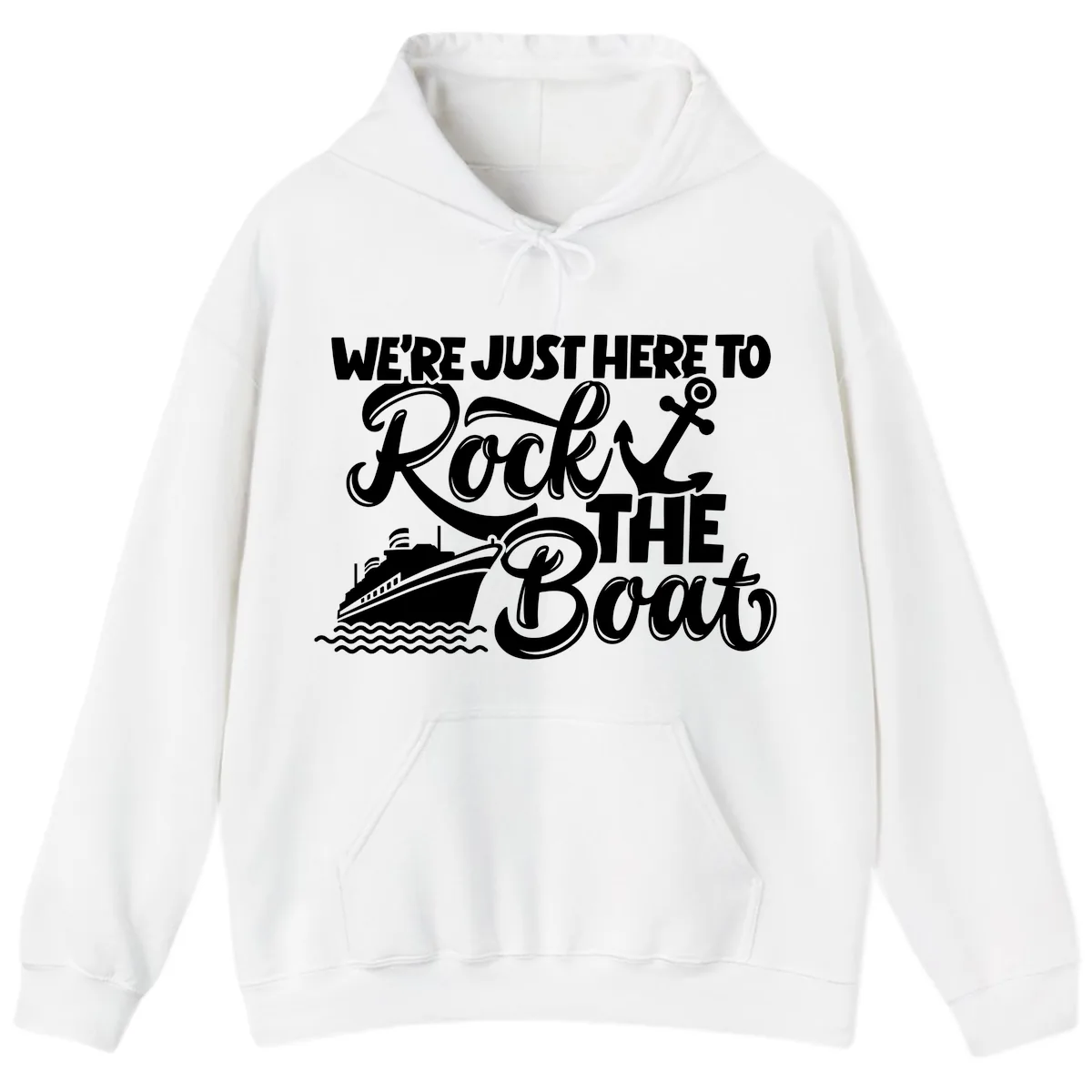 We're Just Here To Rock The Boat Hoodie in White