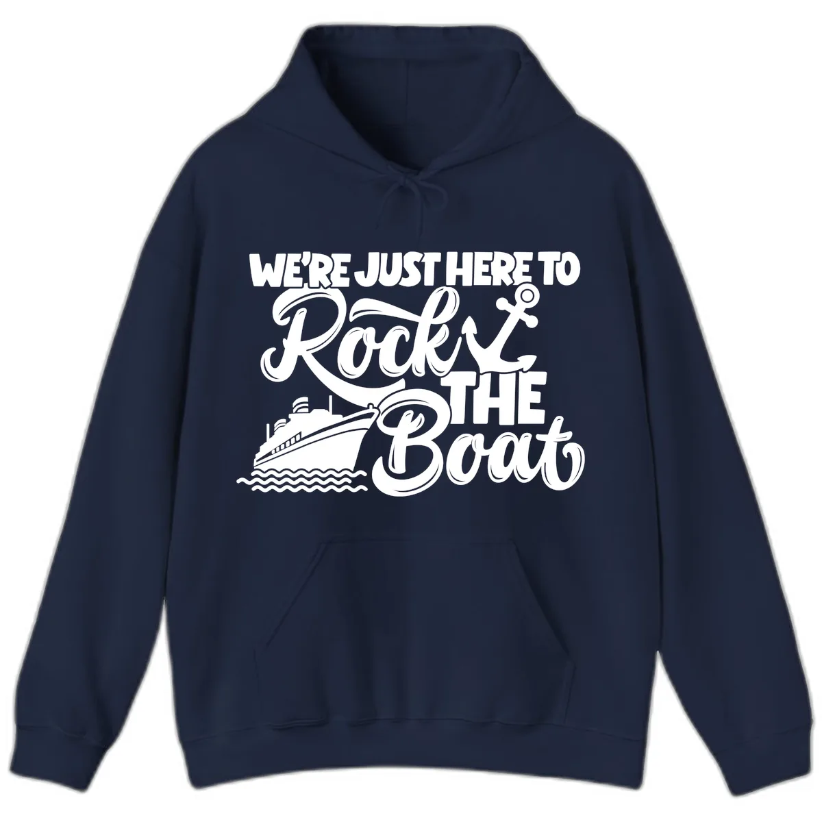 We're Just Here To Rock The Boat Hoodie in Navy