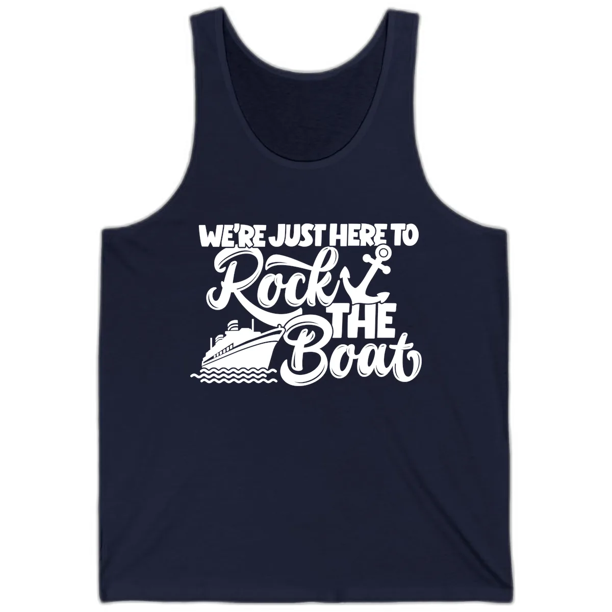 We're Just Here To Rock The Boat Tank in Navy
