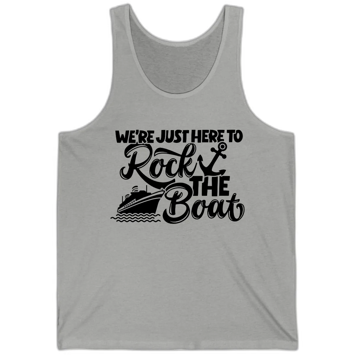 We're Just Here To Rock The Boat Tank in Athletic Heather