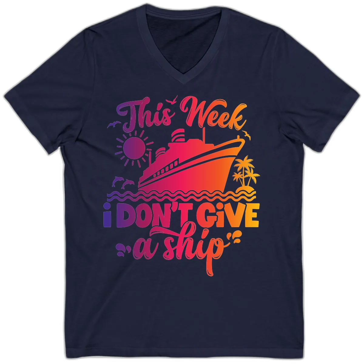 This Week I Don't Give A Ship V-Neck in Navy