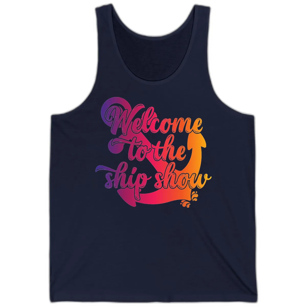 Welcome To The Ship Show Anchor Design Tank in Navy