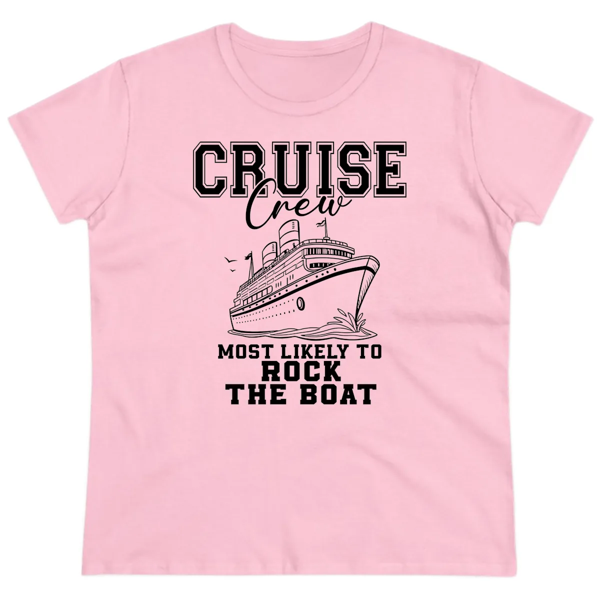 Cruise Crew Rock The Boat Ladies Tee in Light Pink