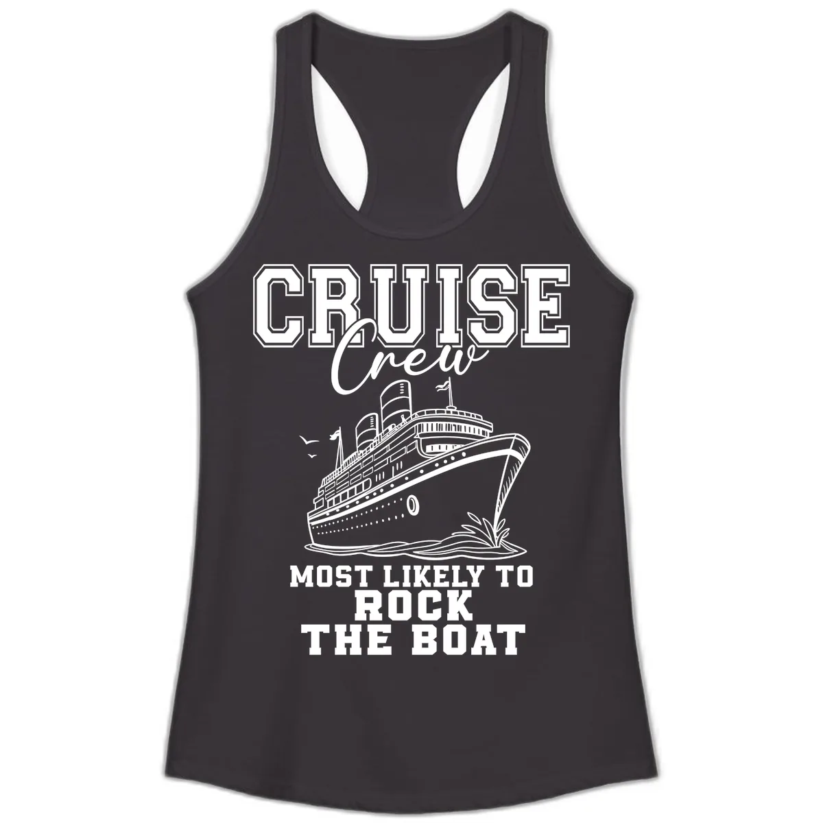 Cruise Crew Rock The Boat Ladies Tank in Black