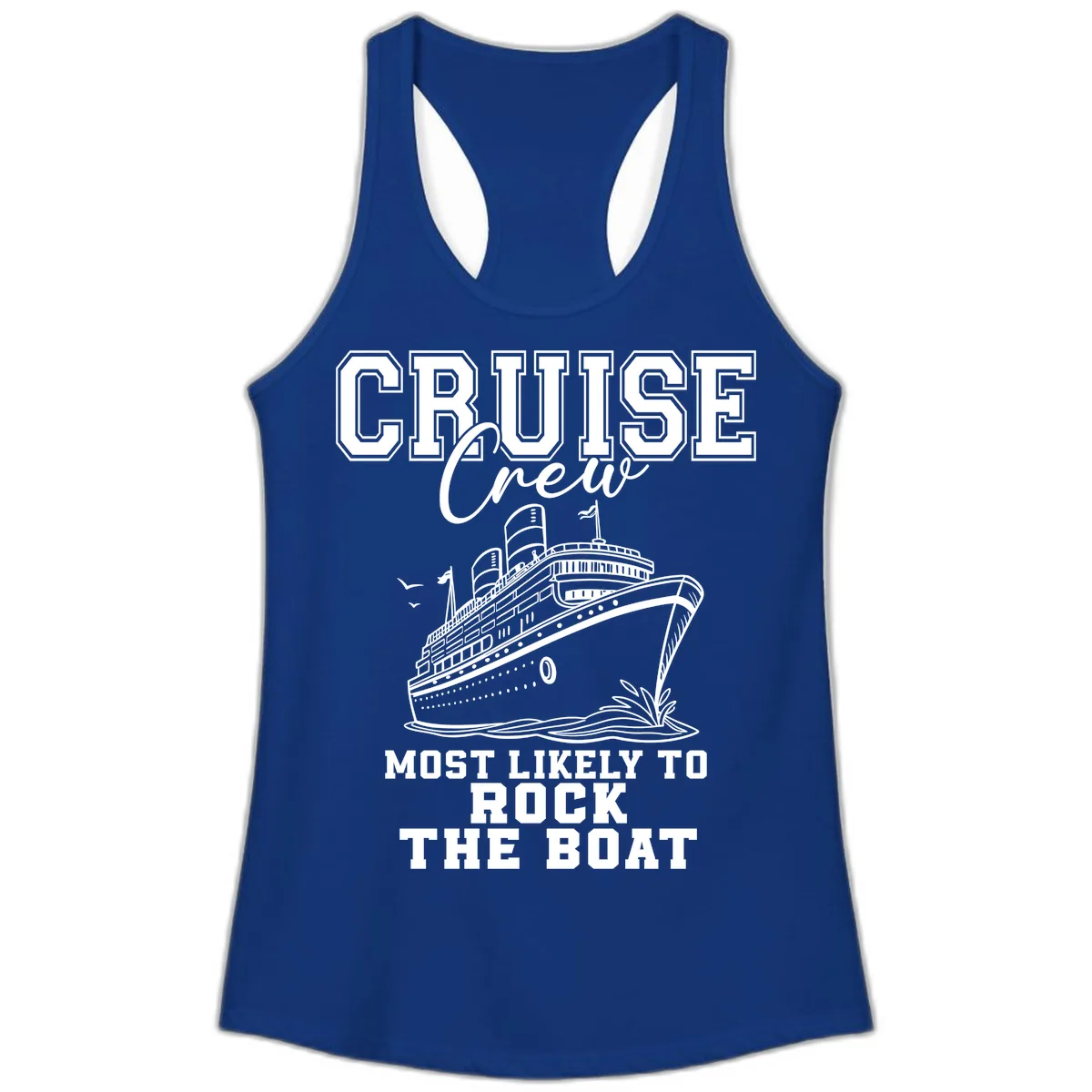 Cruise Crew Rock The Boat Ladies Tank in Solid Royal