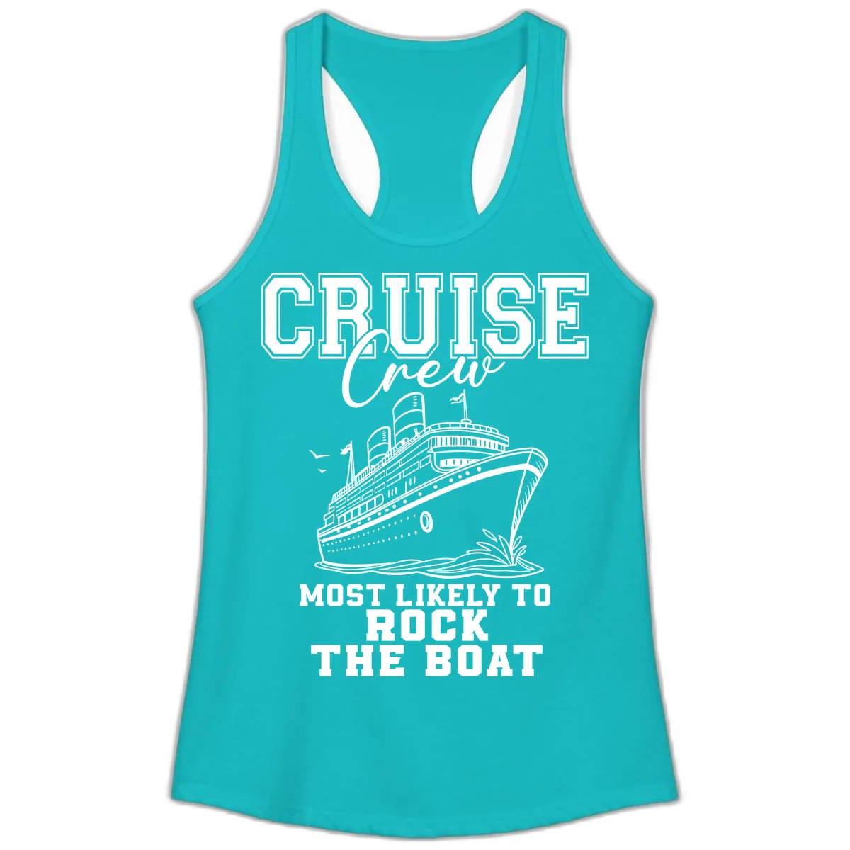 Cruise Crew Rock The Boat Ladies Tank in Tahiti Blue