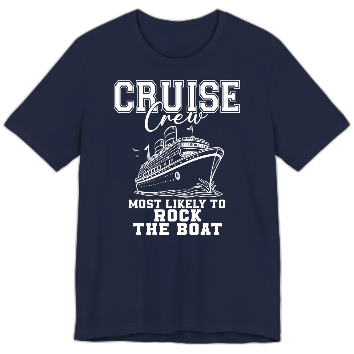 Cruise Crew Rock The Boat Premium T-Shirt in Navy
