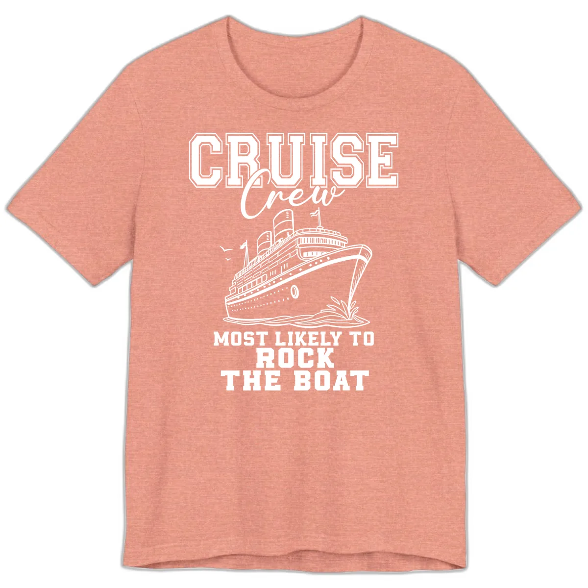 Cruise Crew Rock The Boat Premium T-Shirt in Heather Sunset