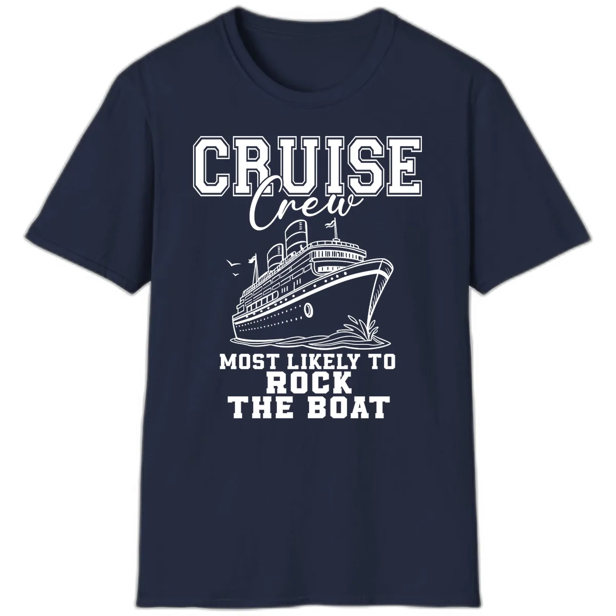 Cruise Crew Rock The Boat T-Shirt in Navy