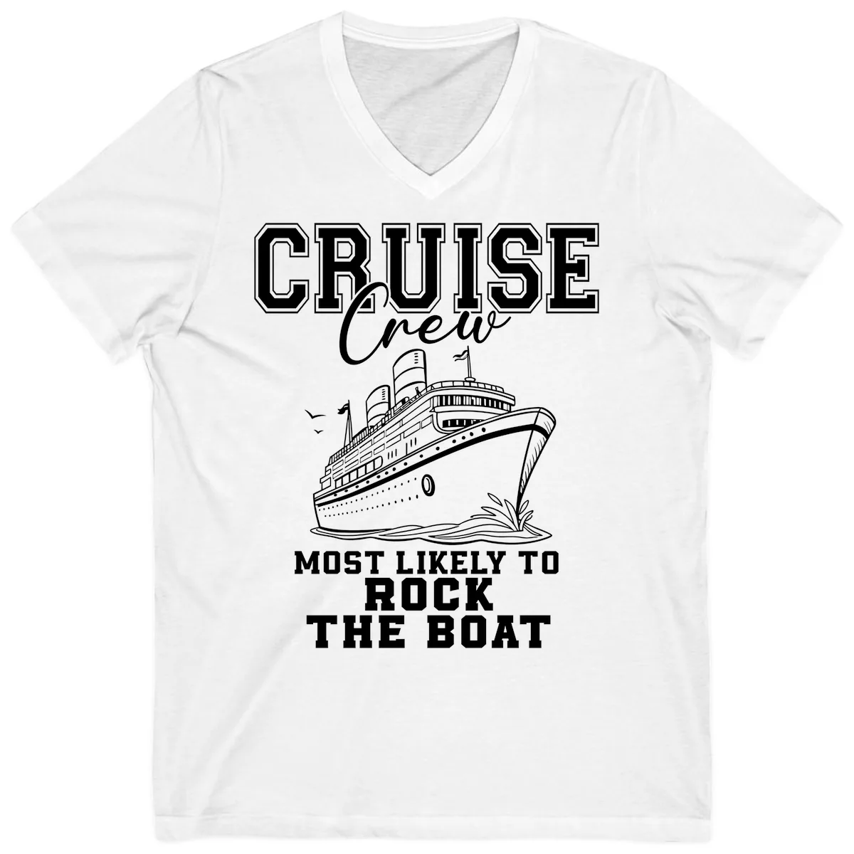 Cruise Crew Rock The Boat V-Neck in White